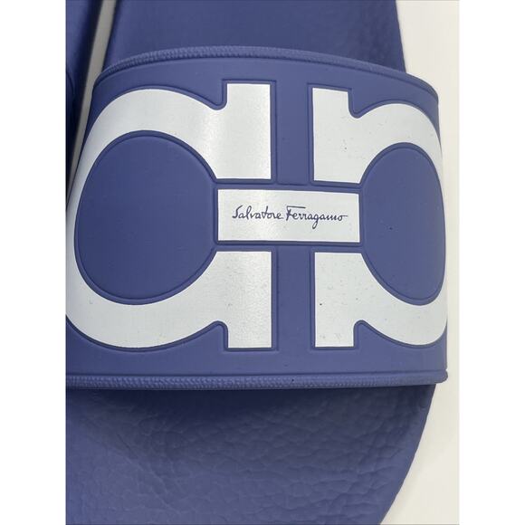 Salvatore Ferragamo Groove II Gancini Sports Pool Slides Purple Women Sz 7.5 US - Picture 6 of 16